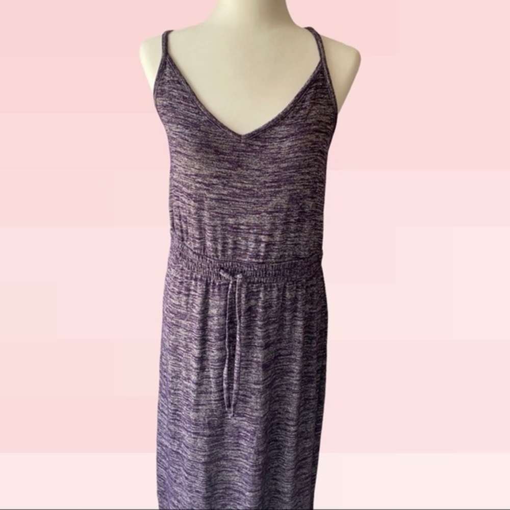 Athleta Pose Midi Purple Heather Drawstring Dress Medium EUC